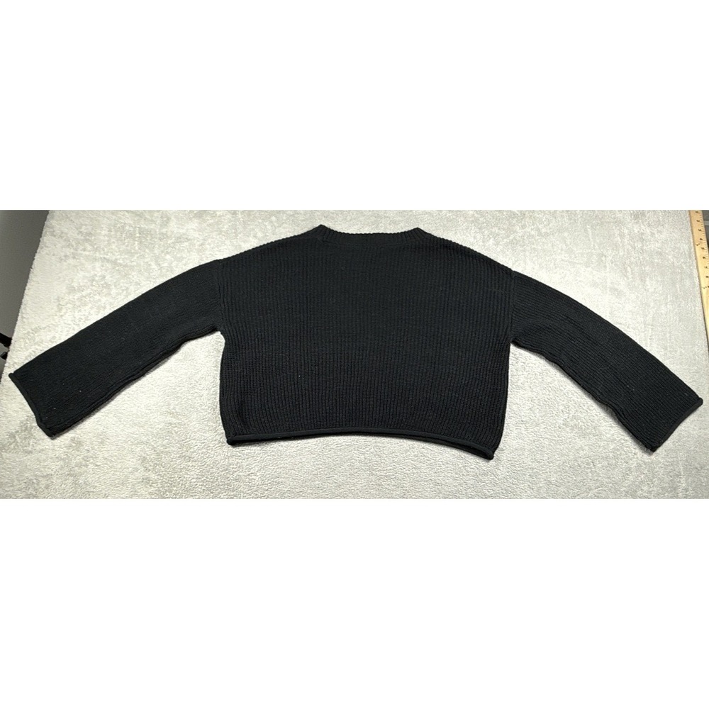 Wild Fable Women's Cropped Long Bell Sleeve Rib-Knit Sweater Black Size XL - Picture 3 of 9